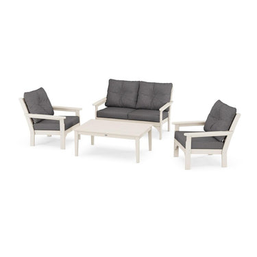 POLYWOOD Vineyard 4-Piece Deep Seating Set w/ 2 Club Chairs - Sand / Ash Charcoal